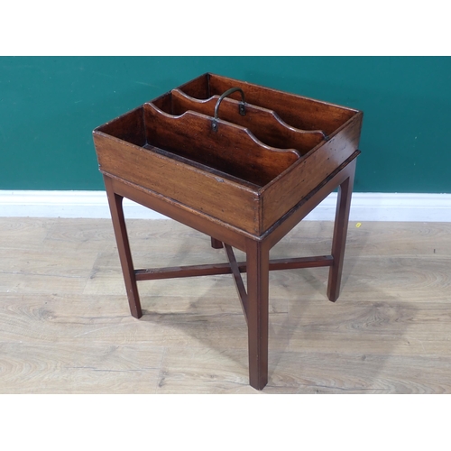 446 - A Georgian mahogany Cutlery Tray on later stand with brass handle and dividers, 1ft 6in W x 1ft 11in... 