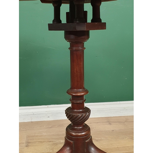 460 - A George II mahogany Pillar Table with circular top, mounted on bird cage action and turned column, ... 