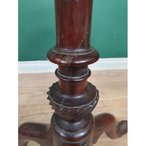 460 - A George II mahogany Pillar Table with circular top, mounted on bird cage action and turned column, ... 