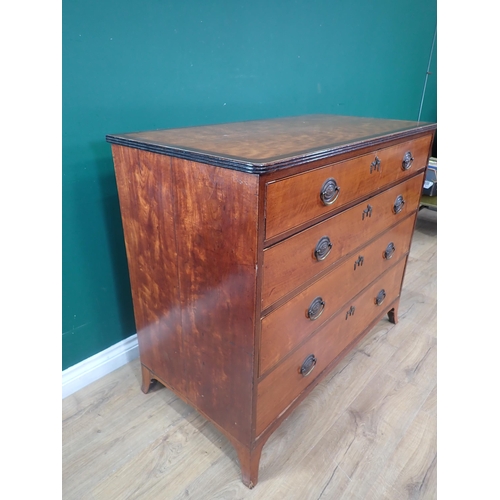 480 - A 19th Century satinwood Chest of four long graduated drawers, the top crossbanded in mahogany and r... 