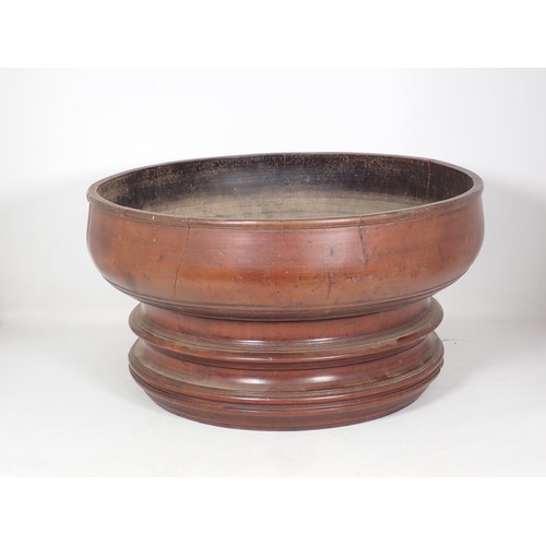 370 - An Indian hardwood treen Bowl of large proportions, cracked 1ft 4in D x 8in H