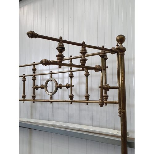 489 - A Victorian brass half tester Bed, the foot end with arched top and knopped turned spindles, 4ft 6in... 