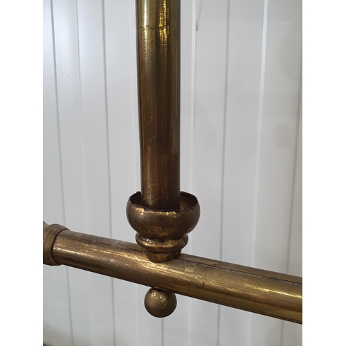 489 - A Victorian brass half tester Bed, the foot end with arched top and knopped turned spindles, 4ft 6in... 