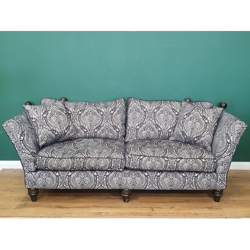 491 - A Cavendish large Knole Sofa in 'Madame Damask Midnight' upholstery, 7ft 3in W, with two matching sc... 