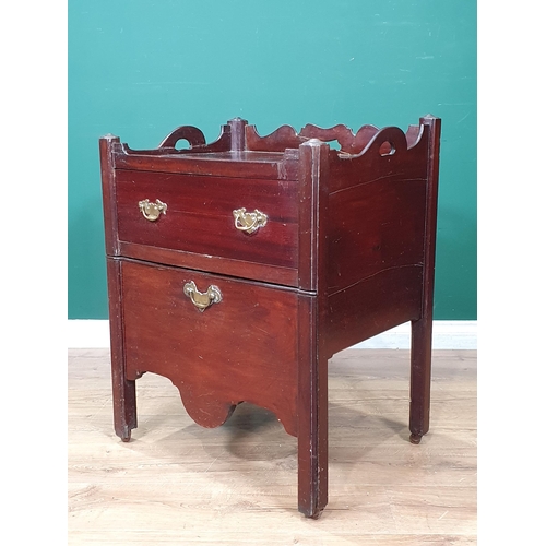 507 - A George III mahogany Washstand with raised gallery fitted single drawer pull out commode base, moun... 