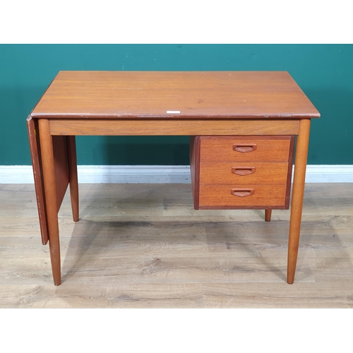 509 - A Gemla, Sweden, teak Student's Desk, the rectangular top with dropleaf, sliding on runners to be su... 