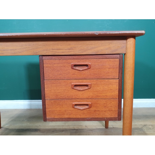 509 - A Gemla, Sweden, teak Student's Desk, the rectangular top with dropleaf, sliding on runners to be su... 