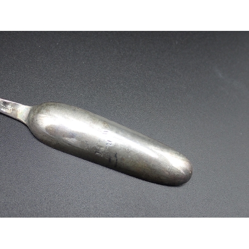 52 - A George II silver small Marrow Scoop, engraved initials R over W.H. London 1752, maker: E. Coker