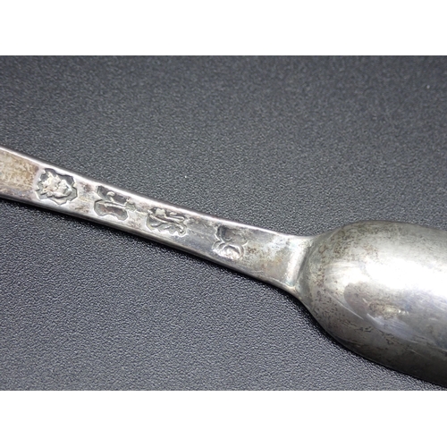 52 - A George II silver small Marrow Scoop, engraved initials R over W.H. London 1752, maker: E. Coker