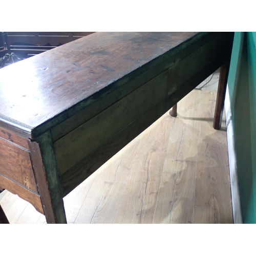 520 - An 18th Century oak Dresser Base with thick moulded top fitted three frieze drawers above shaped apr... 