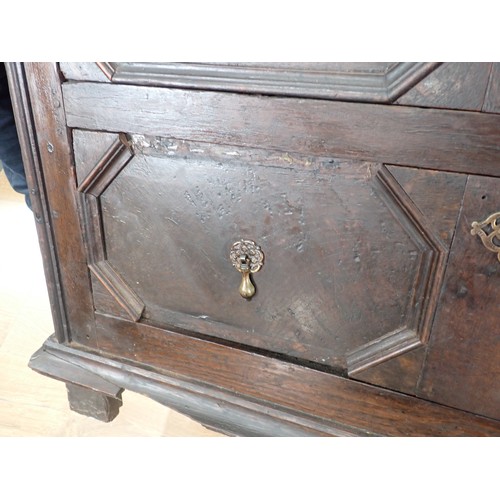 529 - A 17th Century oak Chest of three long drawers with moulded drawer fronts and moulded edge to the to... 