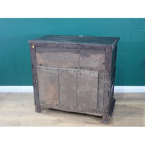 529 - A 17th Century oak Chest of three long drawers with moulded drawer fronts and moulded edge to the to... 