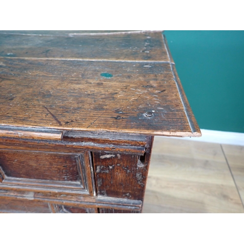 526 - A Jacobean oak Chest of four long drawers with moulded drawer fronts, 3ft 5in W x 3ft H