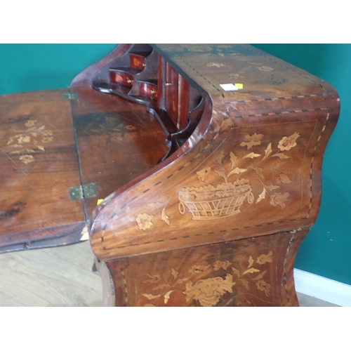 528 - A 19th Century marquetry Desk, the sloping front with marquetry design depicting Boadicea on a horse... 