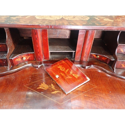 528 - A 19th Century marquetry Desk, the sloping front with marquetry design depicting Boadicea on a horse... 