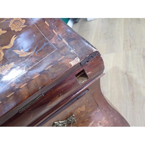 528 - A 19th Century marquetry Desk, the sloping front with marquetry design depicting Boadicea on a horse... 