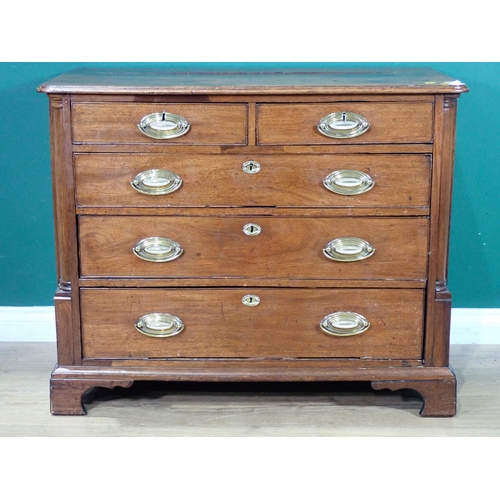 532 - A George III mahogany Chest fitted two short and three graduated long drawers beneath moulded top an... 