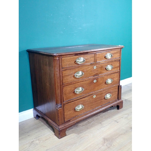 532 - A George III mahogany Chest fitted two short and three graduated long drawers beneath moulded top an... 