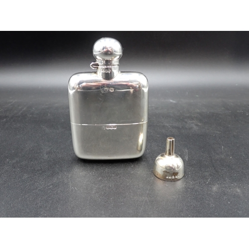 69 - A George V silver Hip Flask with cup base, Sheffield 1925, and a silver Funnel, Sheffield 1896