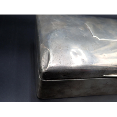 86 - A Victorian large silver Cigar Box, engraved initials J.S.A., London 1898, 9 x 5½in, (dented)