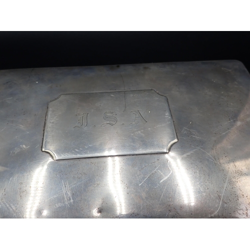 86 - A Victorian large silver Cigar Box, engraved initials J.S.A., London 1898, 9 x 5½in, (dented)