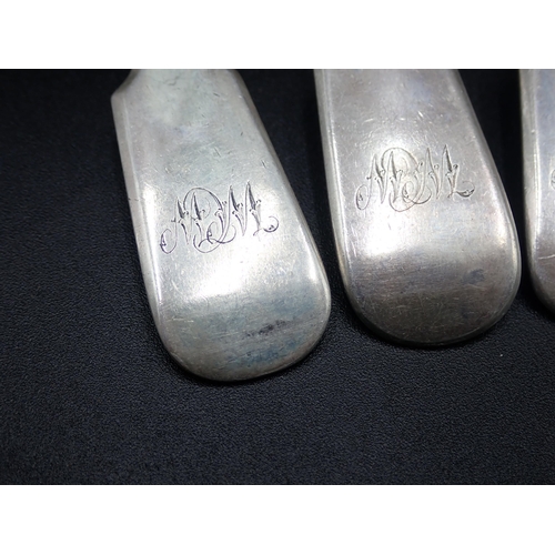 89 - Six Victorian silver Table Spoons, fiddle pattern, engraved initials, London 1899, 420gms