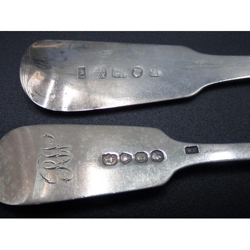 91 - A William IV silver Basting Spoon, fiddle pattern, engraved initials, London 1836, a Table Spoon, Ne... 