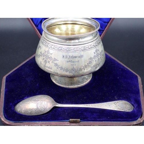 92 - A Victorian silver Christening Bowl with floral swag engraving and presentation inscription, Sheffie... 