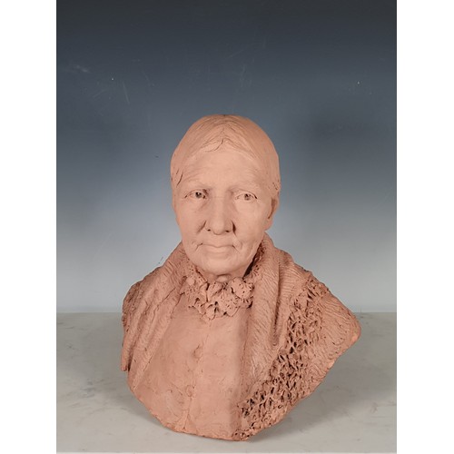 373 - D.E Smith Bloor, 1881, A terracotta Bust of a lady, 15in H, Smith Bloor exhibited at The Royal Acade... 