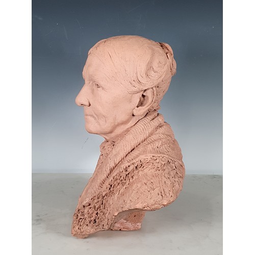 373 - D.E Smith Bloor, 1881, A terracotta Bust of a lady, 15in H, Smith Bloor exhibited at The Royal Acade... 