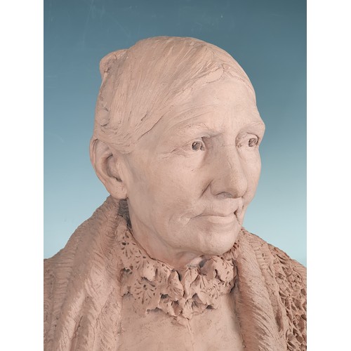 373 - D.E Smith Bloor, 1881, A terracotta Bust of a lady, 15in H, Smith Bloor exhibited at The Royal Acade... 