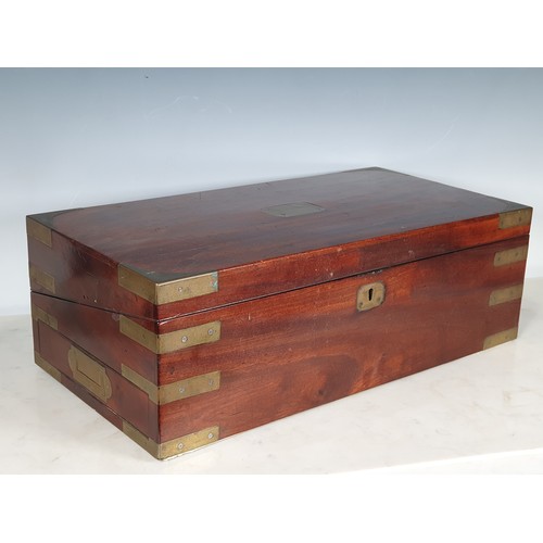 433 - A 19th Century mahogany and brass bound Writing Box with fitted interior and fitted drawer to base, ... 