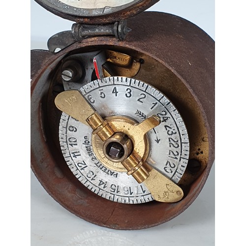 358 - A brass cased portable Watchman's Clock No 1310, the brass case stamped 