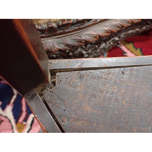 455 - An 18th Century oak and elm Cricket Table with lower tier mounted on triangular cut supports 2ft 6in... 