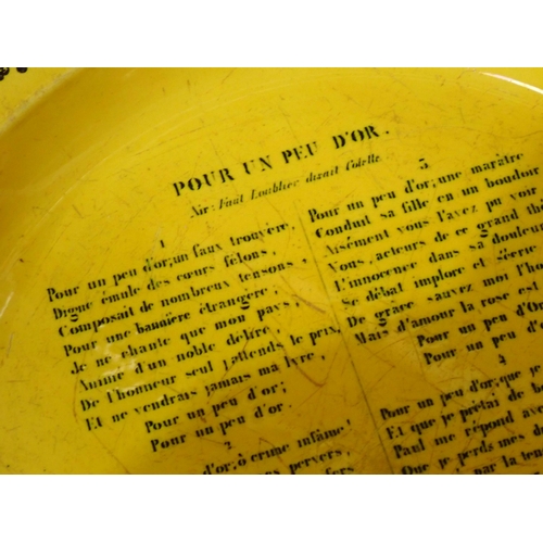 312 - A 19th Century canary yellow and lustre English pottery Mug with Landlord's Rhyme, a canary yellow T... 