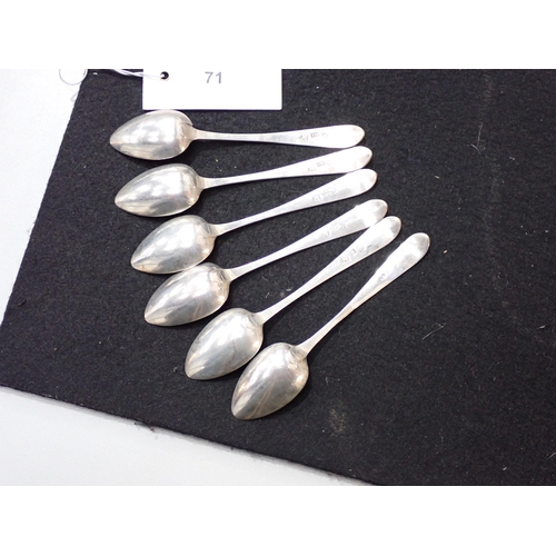 71 - Six Scottish provincial silver Teaspoons, old English pattern, engraved initials, Banff circa 1800, ... 