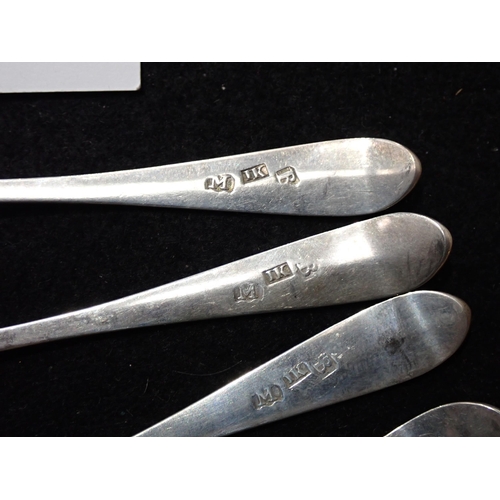 71 - Six Scottish provincial silver Teaspoons, old English pattern, engraved initials, Banff circa 1800, ... 