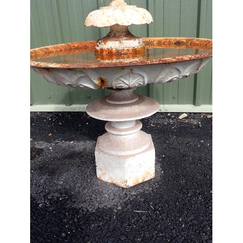 394 - A white painted cast iron circular Fountain with leafage detail and having cherub finial, (A/F), 6ft... 