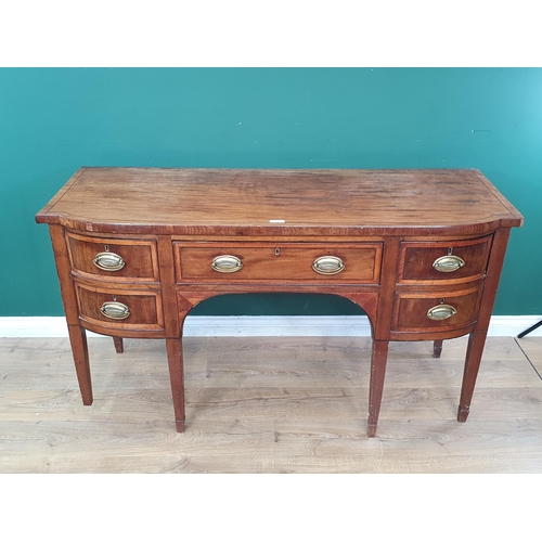 14 - A 19th Century Sheraton style mahogany Sideboard fitted five drawers on square supports 4ft 11in W x... 