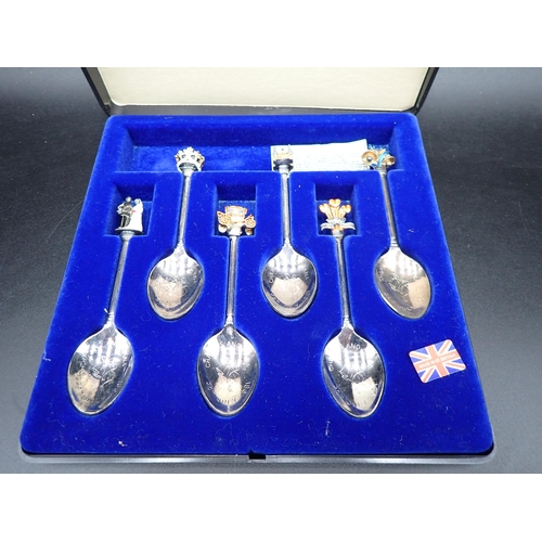 148 - Six Charles and Diana Wedding Souvenir Spoons, in case, and a box of Plated Items, including an Entr... 