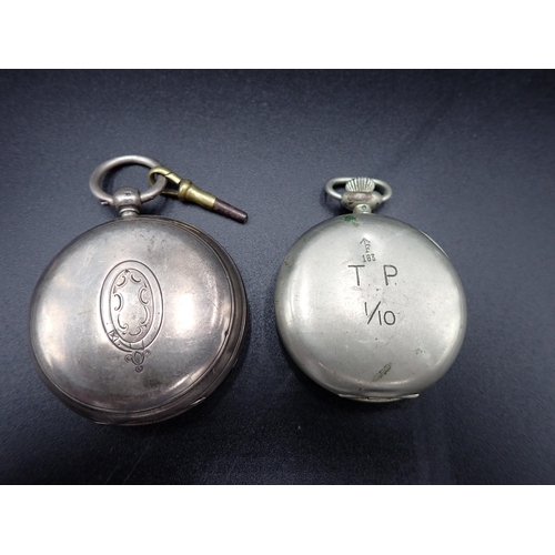 149 - A Victorian silver Pocket Watch, inscribed J. Beddows, Wem, London 1884, and a Military Stop Watch, ... 