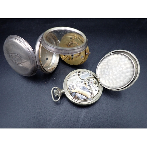 149 - A Victorian silver Pocket Watch, inscribed J. Beddows, Wem, London 1884, and a Military Stop Watch, ... 