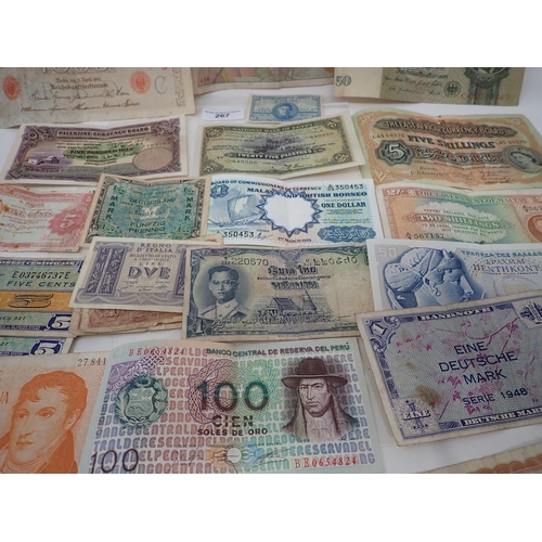 267 - A small collection of World Banknotes, to include Egypt 1945 25 Piastres, Palestine 1939 500 mils an... 