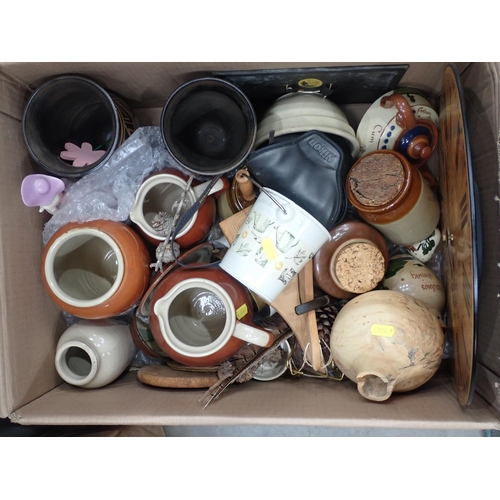 327 - Two boxes of Jars, Jugs, boxed Cutlery, etc.