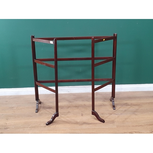 36 - An Edwardian folding Clothes Rail with squared supports, 2ft 10in H