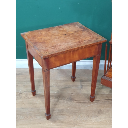 4 - An Edwardian Satinwood Revolving Bookcase with inlaid top on casters (A/F) 2ft 9