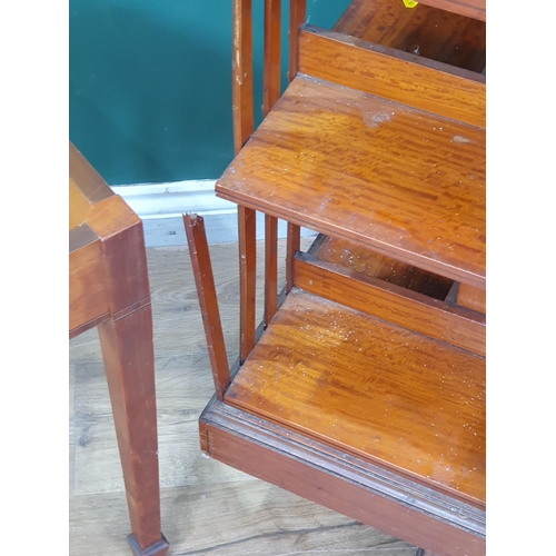 4 - An Edwardian Satinwood Revolving Bookcase with inlaid top on casters (A/F) 2ft 9