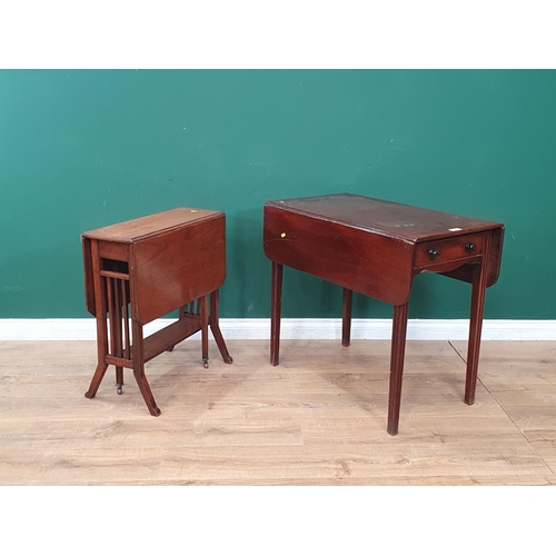 40 - A 19th Century mahogany Pembroke Table fitted frieze drawer and an Edwardian Sutherland Table with s... 