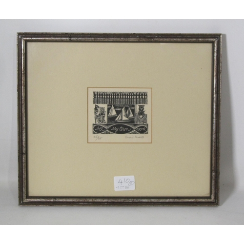 410 - ENID MARX. 'All my own work', wood engraving, pencil signed and numbered 25/25, 2½ x 3in; two other ... 