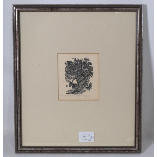 410 - ENID MARX. 'All my own work', wood engraving, pencil signed and numbered 25/25, 2½ x 3in; two other ... 